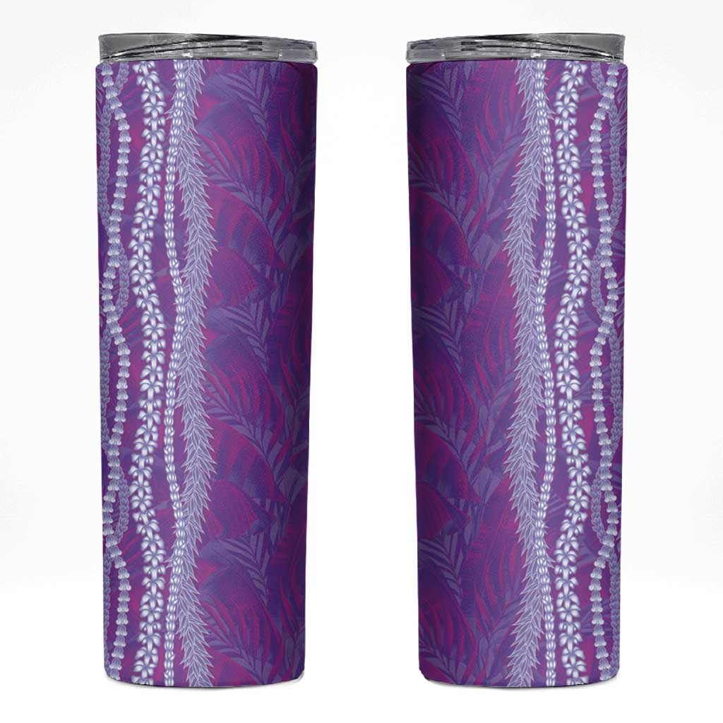 Hawaii Prince Kuhio Skinny Tumbler Violet Hawaiian Lau Maia With Leis LT05 Violet - Polynesian Pride