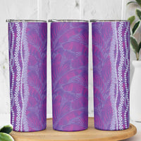 Hawaii Prince Kuhio Skinny Tumbler Violet Hawaiian Lau Maia With Leis LT05 - Polynesian Pride