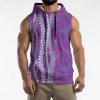 Hawaii Prince Kuhio Sleeveless Hoodie Violet Hawaiian Lau Maia With Leis LT05 - Polynesian Pride