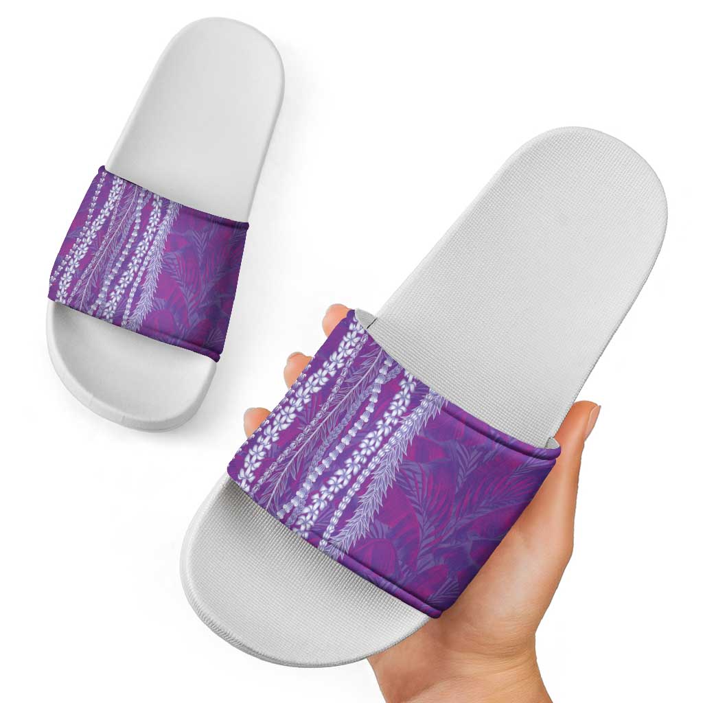Hawaii Prince Kuhio Slide Sandals Violet Hawaiian Lau Maia With Leis
