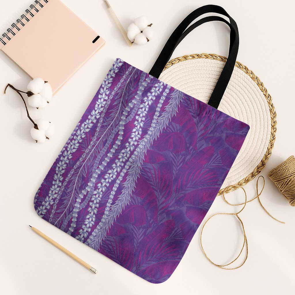 Hawaii Prince Kuhio Tote Bag Violet Hawaiian Lau Maia With Leis LT05 Black Strap One Size Violet - Polynesian Pride