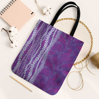 Hawaii Prince Kuhio Tote Bag Violet Hawaiian Lau Maia With Leis LT05 Black Strap One Size Violet - Polynesian Pride