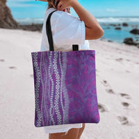 Hawaii Prince Kuhio Tote Bag Violet Hawaiian Lau Maia With Leis LT05 - Polynesian Pride