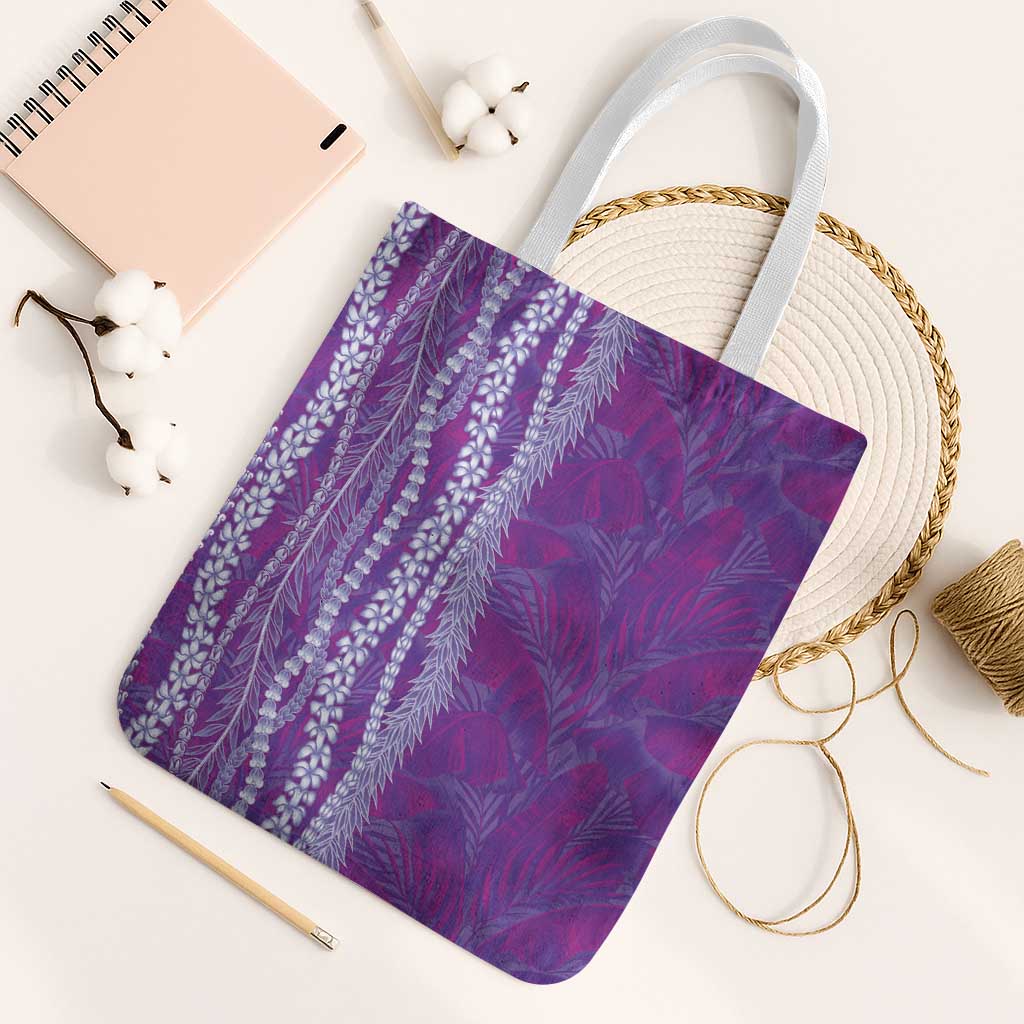 Hawaii Prince Kuhio Tote Bag Violet Hawaiian Lau Maia With Leis LT05 White Strap One Size Violet - Polynesian Pride