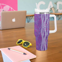 Hawaii Prince Kuhio Tumbler With Handle Violet Hawaiian Lau Maia With Leis