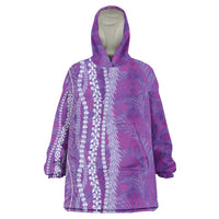 Hawaii Prince Kuhio Wearable Blanket Hoodie Violet Hawaiian Lau Maia With Leis LT05 One Size Violet - Polynesian Pride