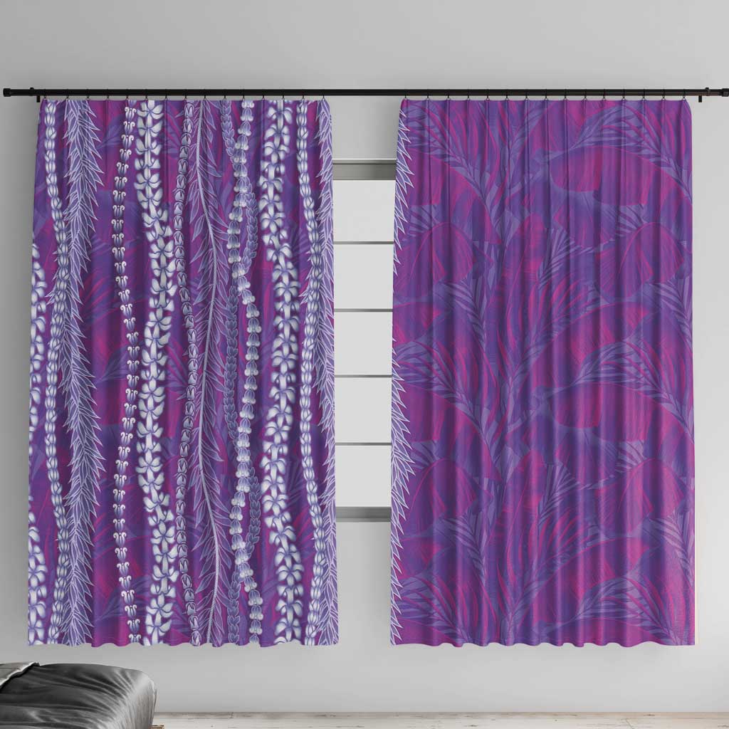 Hawaii Prince Kuhio Window Curtain Violet Hawaiian Lau Maia With Leis LT05 With Hooks Violet - Polynesian Pride