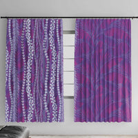 Hawaii Prince Kuhio Window Curtain Violet Hawaiian Lau Maia With Leis LT05 With Hooks Violet - Polynesian Pride