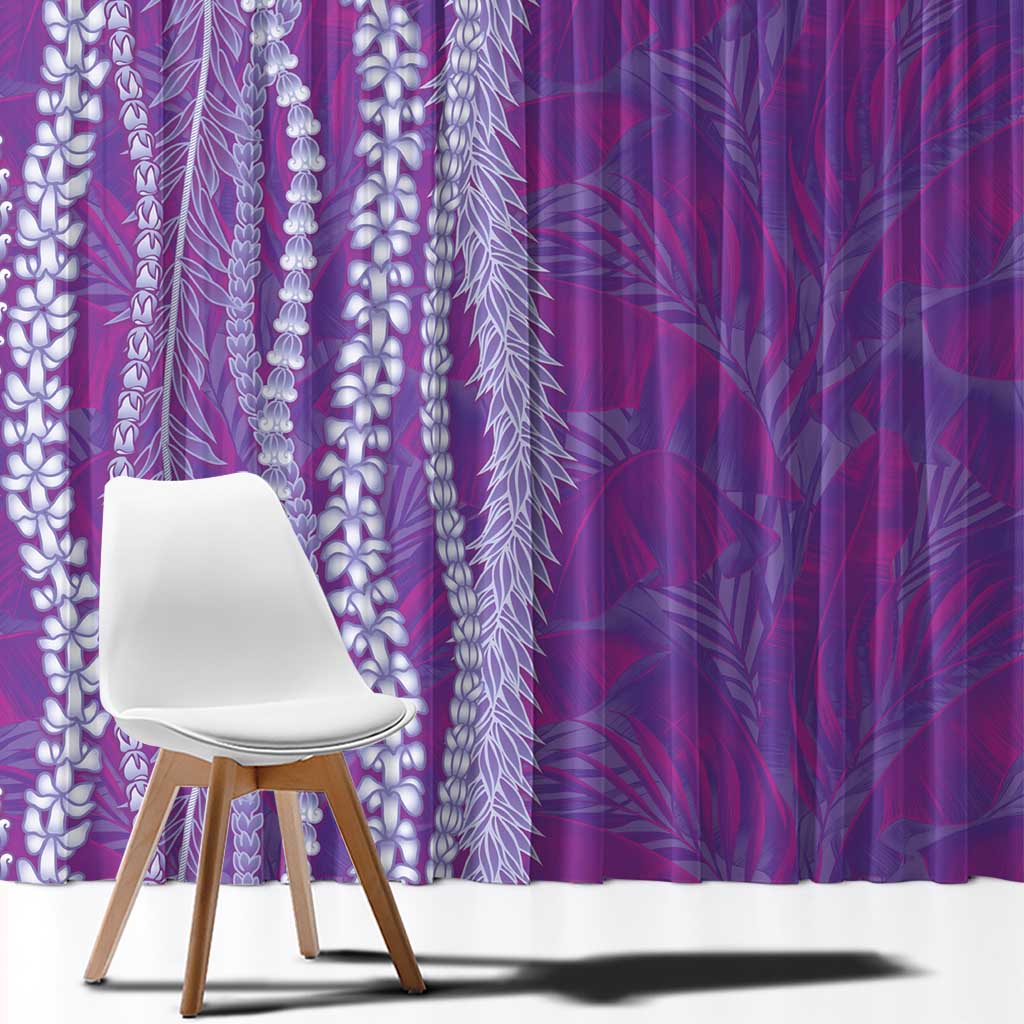 Hawaii Prince Kuhio Window Curtain Violet Hawaiian Lau Maia With Leis LT05 - Polynesian Pride
