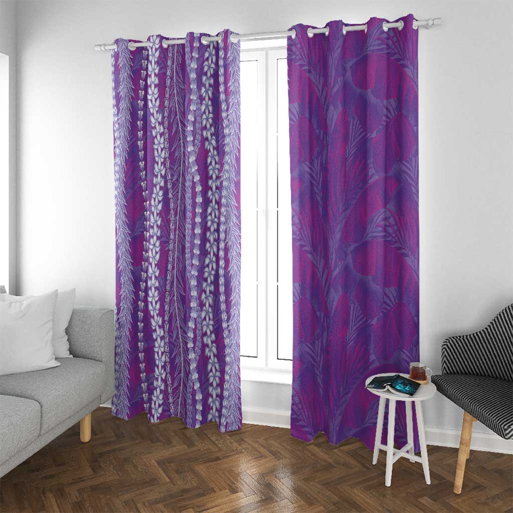 Hawaii Prince Kuhio Window Curtain Violet Hawaiian Lau Maia With Leis LT05 With Grommets Violet - Polynesian Pride