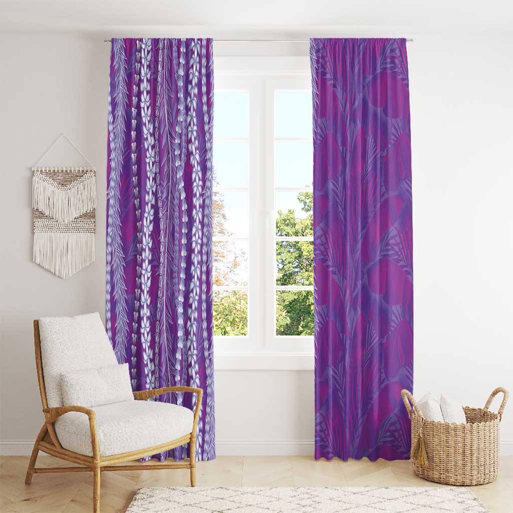 Hawaii Prince Kuhio Window Curtain Violet Hawaiian Lau Maia With Leis LT05 - Polynesian Pride