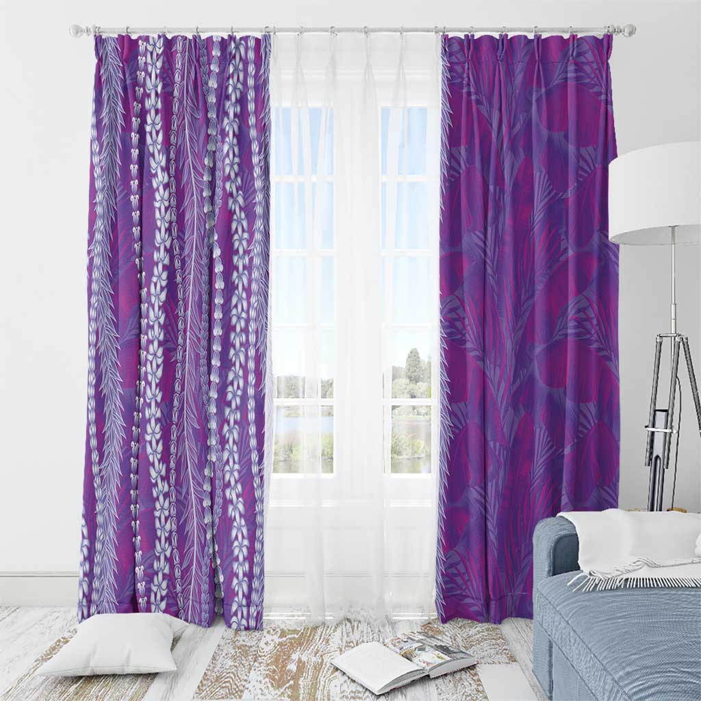 Hawaii Prince Kuhio Window Curtain Violet Hawaiian Lau Maia With Leis LT05 - Polynesian Pride
