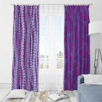 Hawaii Prince Kuhio Window Curtain Violet Hawaiian Lau Maia With Leis LT05 - Polynesian Pride