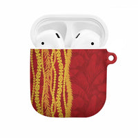 Hawaii Prince Kuhio AirPods Case Red Hawaiian Lau Maia With Leis LT05 Red - Polynesian Pride