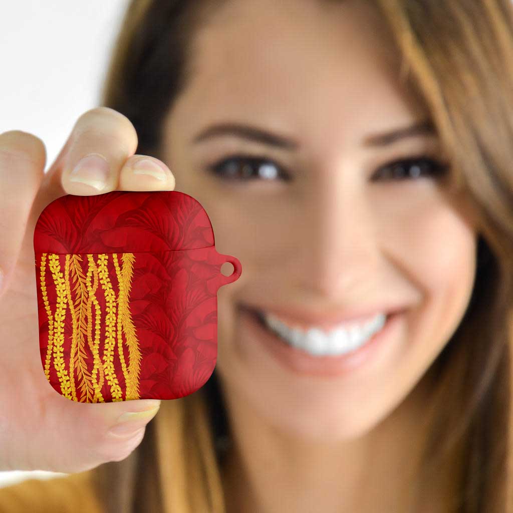 Hawaii Prince Kuhio AirPods Case Red Hawaiian Lau Maia With Leis LT05 - Polynesian Pride