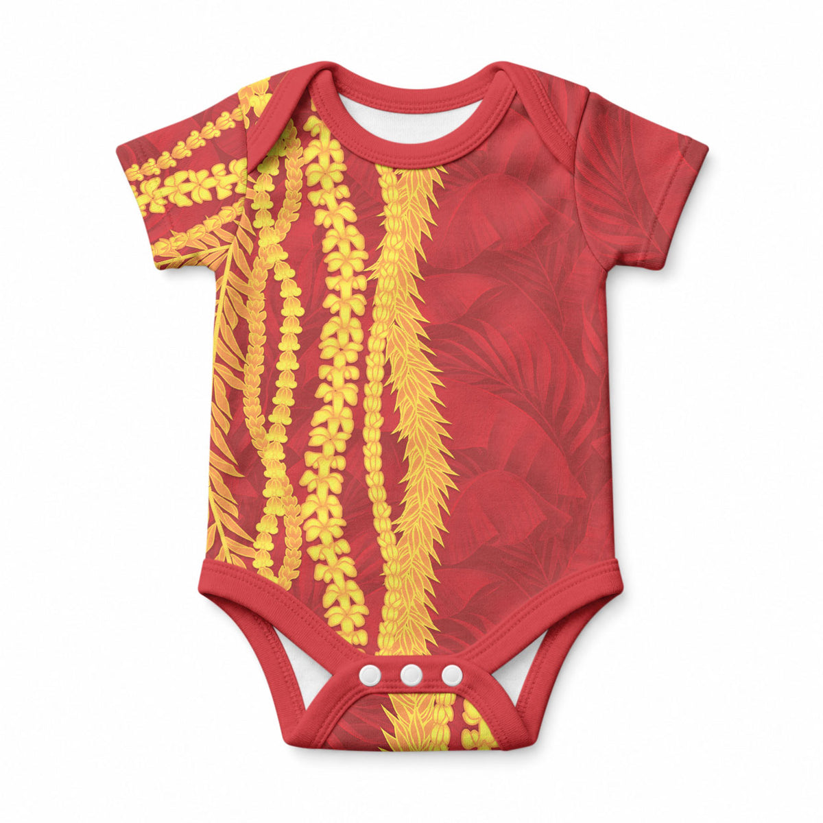 Hawaii Prince Kuhio Baby Onesie Red Hawaiian Lau Maia With Leis