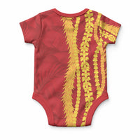 Hawaii Prince Kuhio Baby Onesie Red Hawaiian Lau Maia With Leis