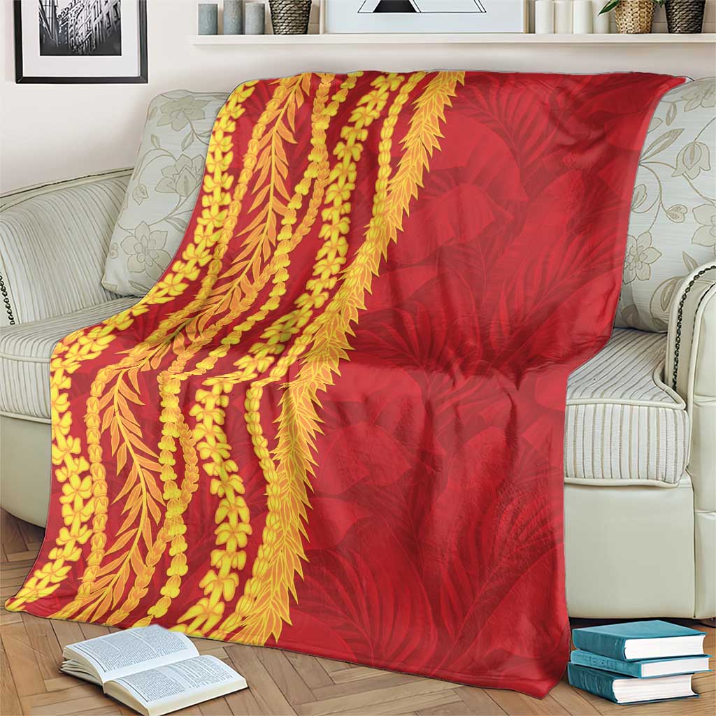 Hawaii Prince Kuhio Blanket Red Hawaiian Lau Maia With Leis