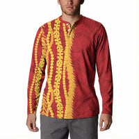 Hawaii Prince Kuhio Button Sweatshirt Red Hawaiian Lau Maia With Leis