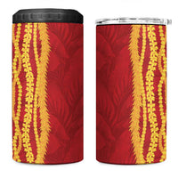 Hawaii Prince Kuhio 4 in 1 Can Cooler Tumbler Red Hawaiian Lau Maia With Leis LT05 One Size: 16 oz Red - Polynesian Pride