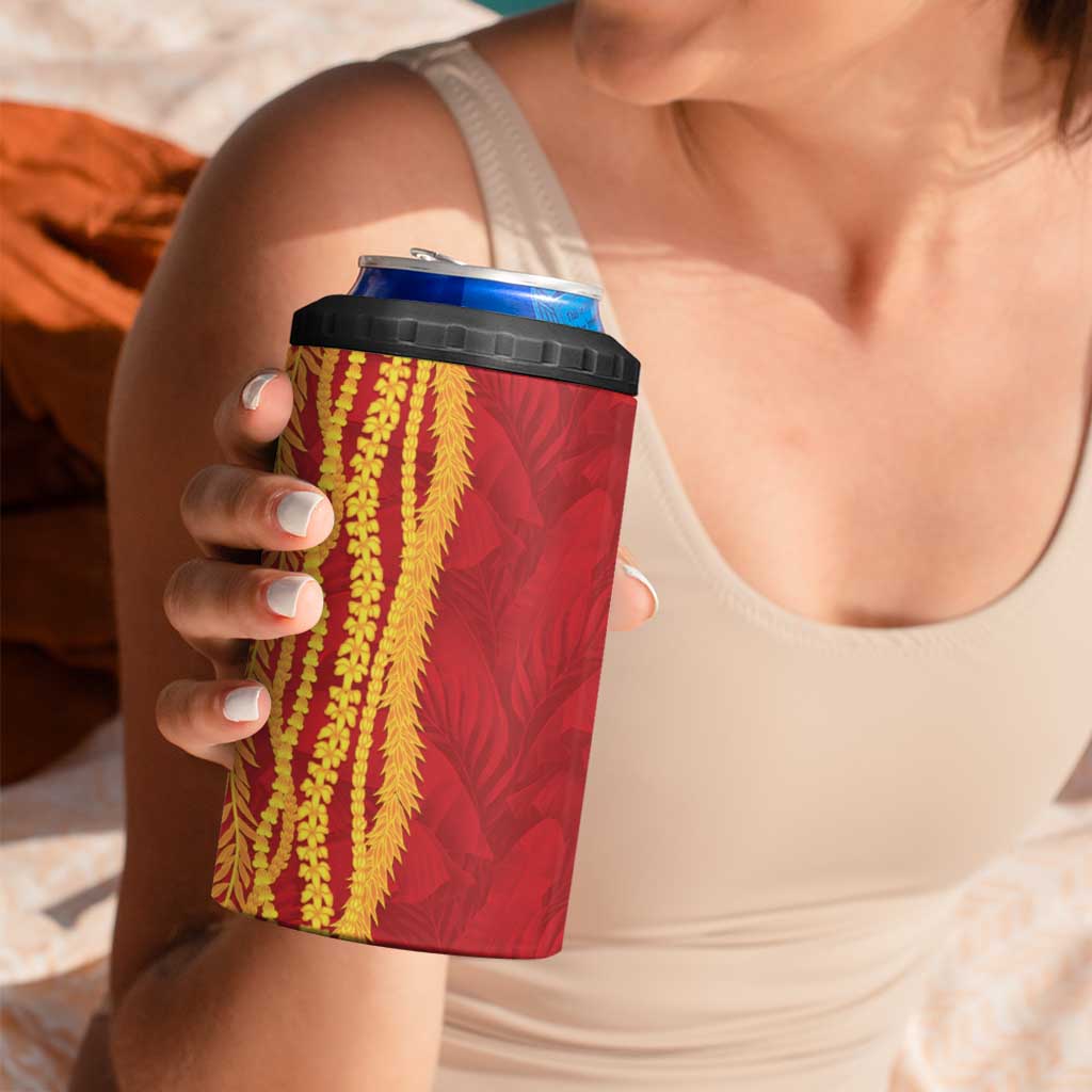 Hawaii Prince Kuhio 4 in 1 Can Cooler Tumbler Red Hawaiian Lau Maia With Leis LT05 - Polynesian Pride