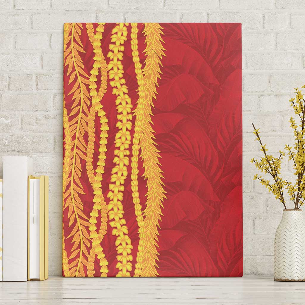Hawaii Prince Kuhio Canvas Wall Art Red Hawaiian Lau Maia With Leis LT05 Without Frame Red - Polynesian Pride