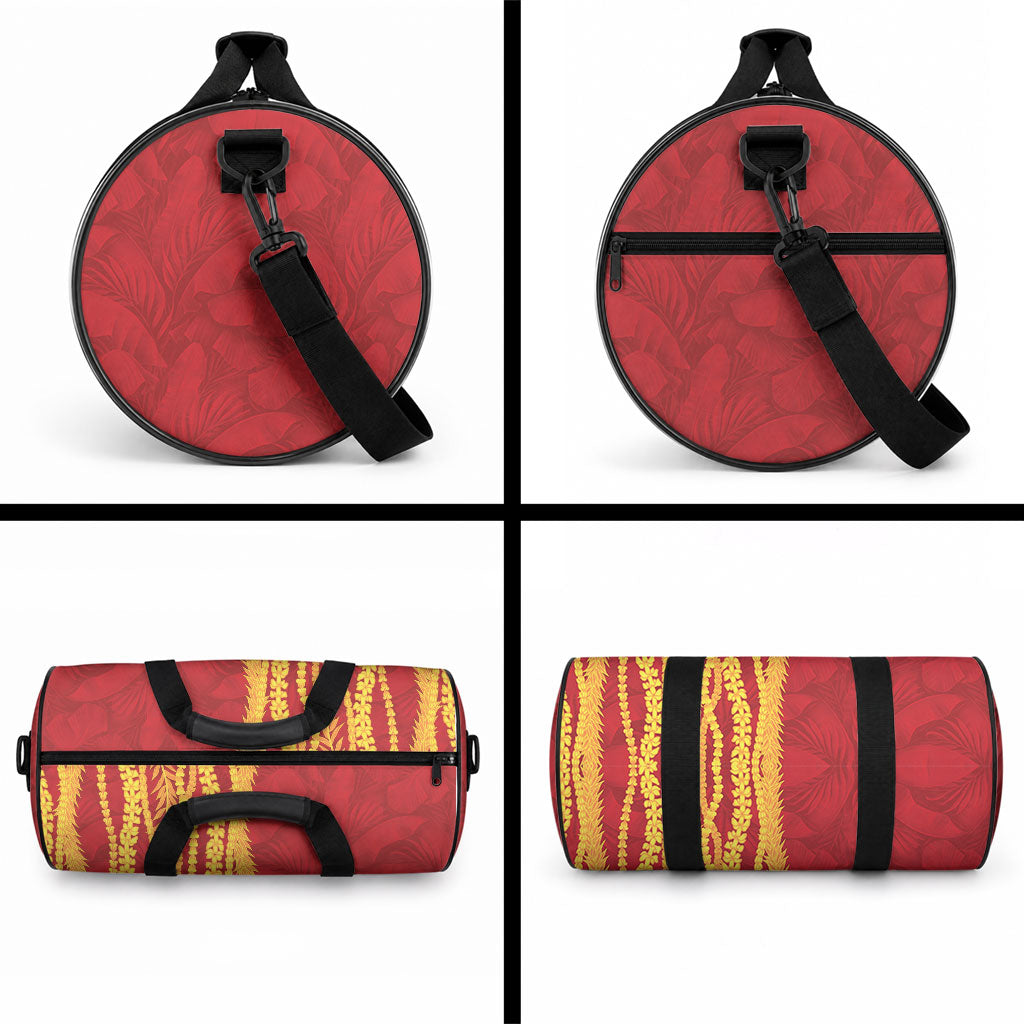 Hawaii Prince Kuhio Duffle Bag Red Hawaiian Lau Maia With Leis