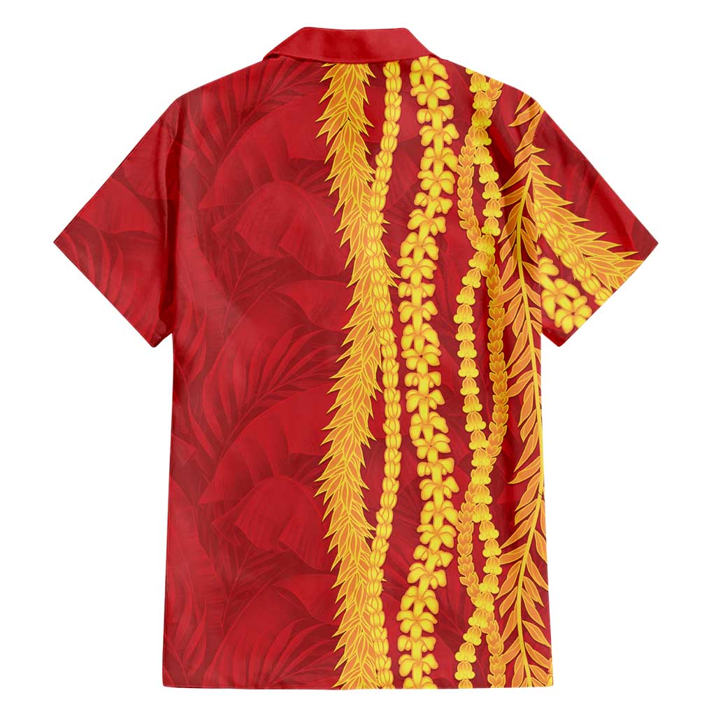 Hawaii Prince Kuhio Family Matching Summer Maxi Dress and Hawaiian Shirt Red Hawaiian Lau Maia With Leis LT05 - Polynesian Pride