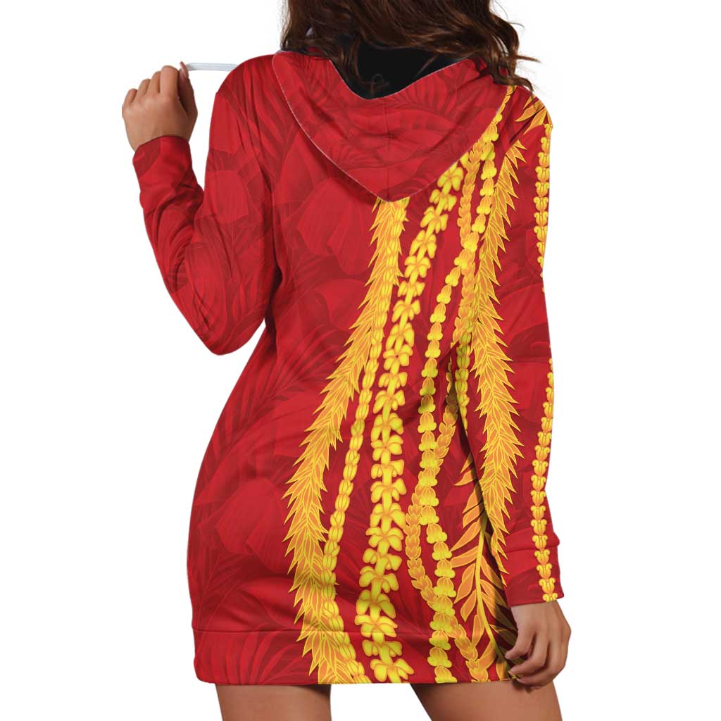 Hawaii Prince Kuhio Hoodie Dress Red Hawaiian Lau Maia With Leis LT05 - Polynesian Pride