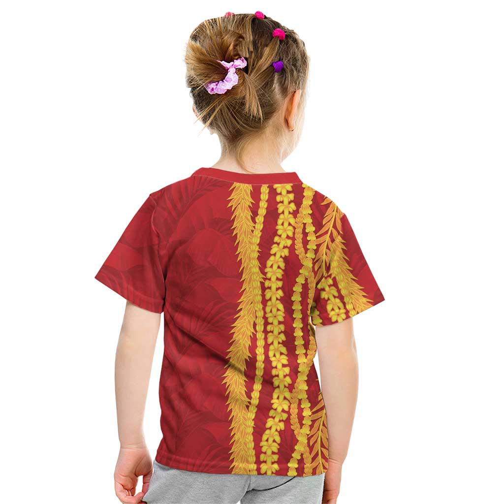 Hawaii Prince Kuhio Kid T Shirt Red Hawaiian Lau Maia With Leis