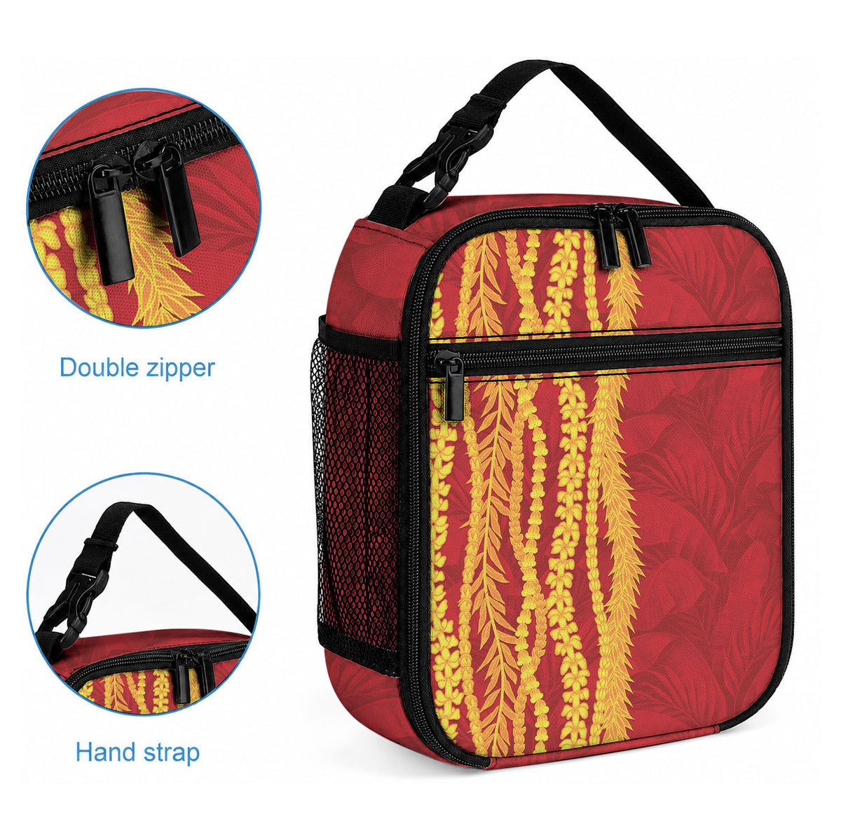 Hawaii Prince Kuhio Lunch Bag Red Hawaiian Lau Maia With Leis