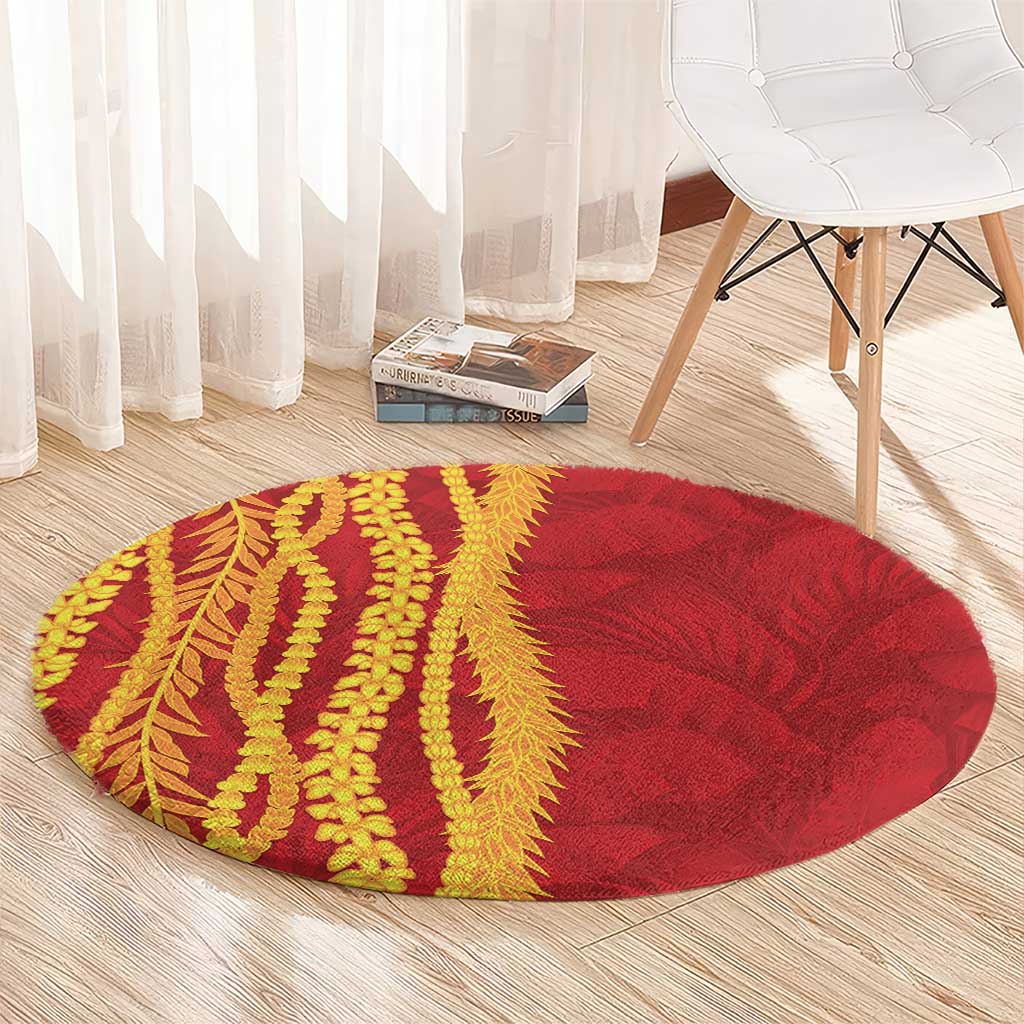 Hawaii Prince Kuhio Round Carpet Red Hawaiian Lau Maia With Leis