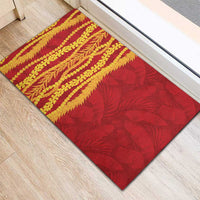 Hawaii Prince Kuhio Rubber Doormat Red Hawaiian Lau Maia With Leis