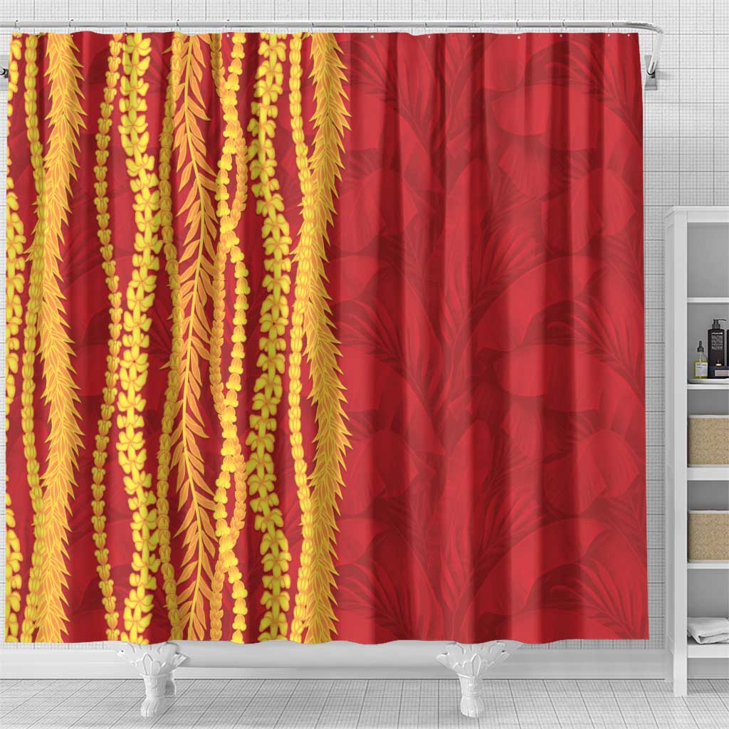 Hawaii Prince Kuhio Shower Curtain Red Hawaiian Lau Maia With Leis