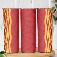 Hawaii Prince Kuhio Skinny Tumbler Red Hawaiian Lau Maia With Leis LT05 - Polynesian Pride
