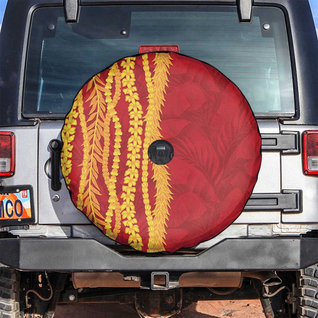 Hawaii Prince Kuhio Spare Tire Cover Red Hawaiian Lau Maia With Leis