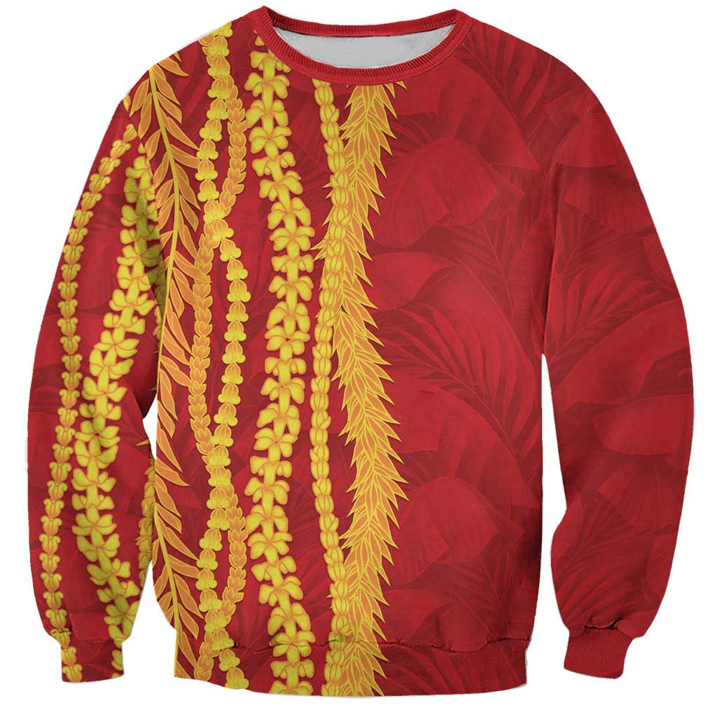 Hawaii Prince Kuhio Sweatshirt Red Hawaiian Lau Maia With Leis LT05 Unisex Red - Polynesian Pride