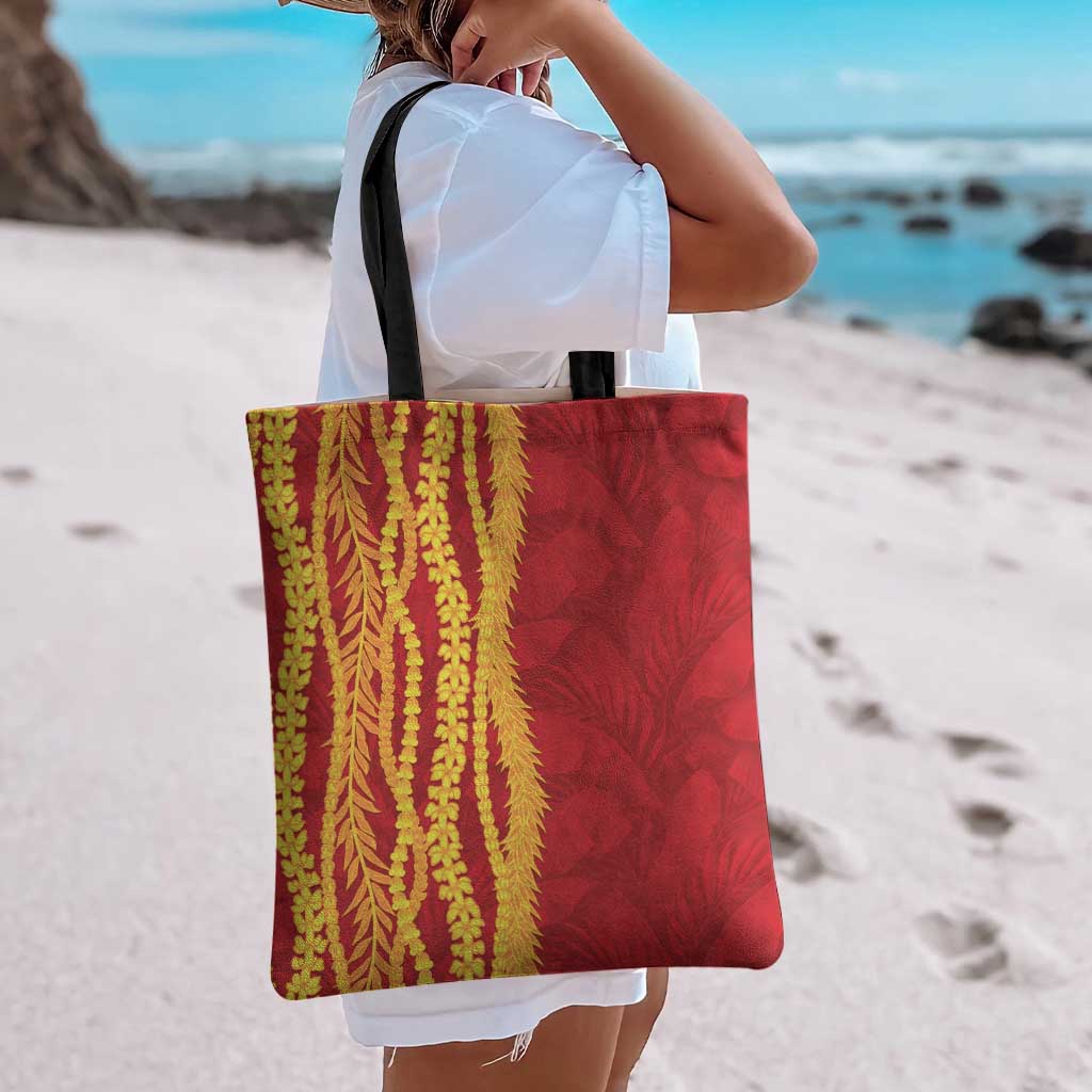 Hawaii Prince Kuhio Tote Bag Red Hawaiian Lau Maia With Leis