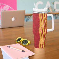 Hawaii Prince Kuhio Tumbler With Handle Red Hawaiian Lau Maia With Leis