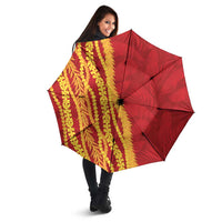 Hawaii Prince Kuhio Umbrella Red Hawaiian Lau Maia With Leis