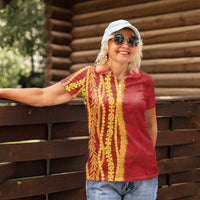 Hawaii Prince Kuhio Women Polo Shirt Red Hawaiian Lau Maia With Leis LT05 - Polynesian Pride