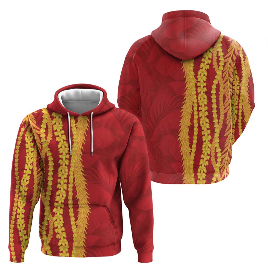 Hawaii Prince Kuhio Zip Hoodie Red Hawaiian Lau Maia With Leis