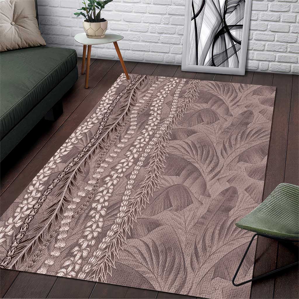 Hawaii Prince Kuhio Area Rug Mocha Hawaiian Lau Maia With Leis LT05 Mocha - Polynesian Pride