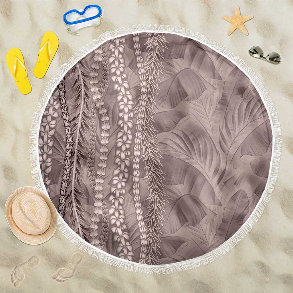 Hawaii Prince Kuhio Beach Blanket Mocha Hawaiian Lau Maia With Leis LT05 One Size 150cm Mocha - Polynesian Pride