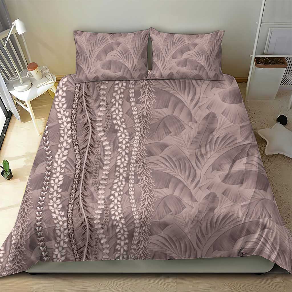 Hawaii Prince Kuhio Bedding Set Mocha Hawaiian Lau Maia With Leis