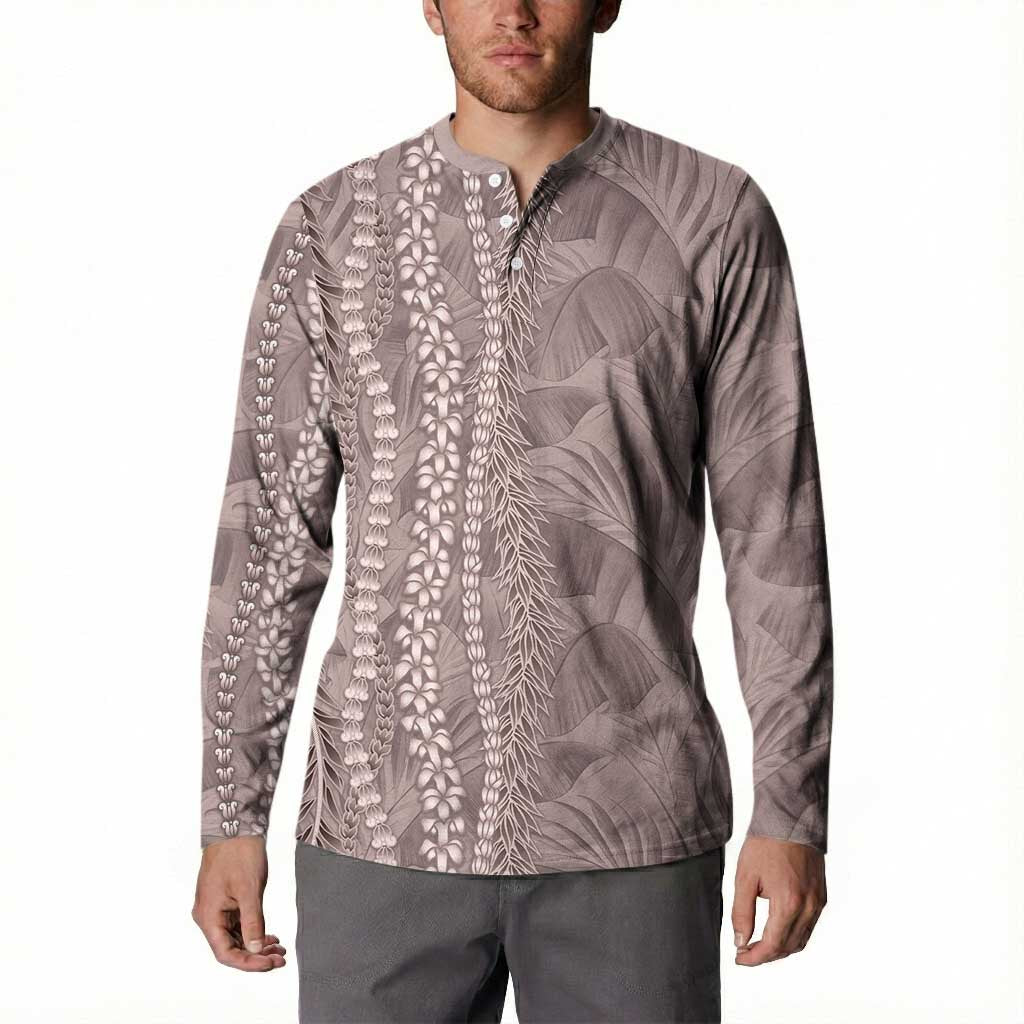 Hawaii Prince Kuhio Button Sweatshirt Mocha Hawaiian Lau Maia With Leis