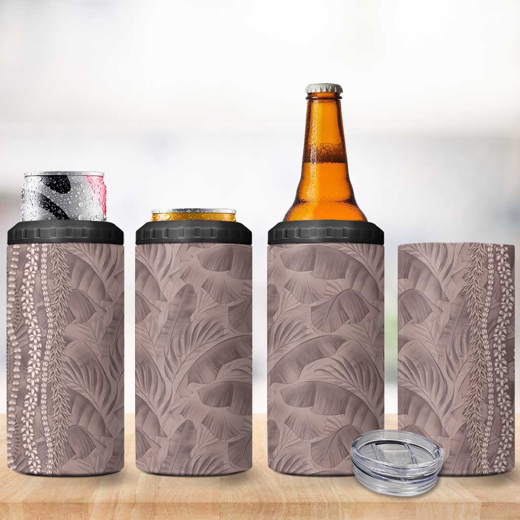 Hawaii Prince Kuhio 4 in 1 Can Cooler Tumbler Mocha Hawaiian Lau Maia With Leis