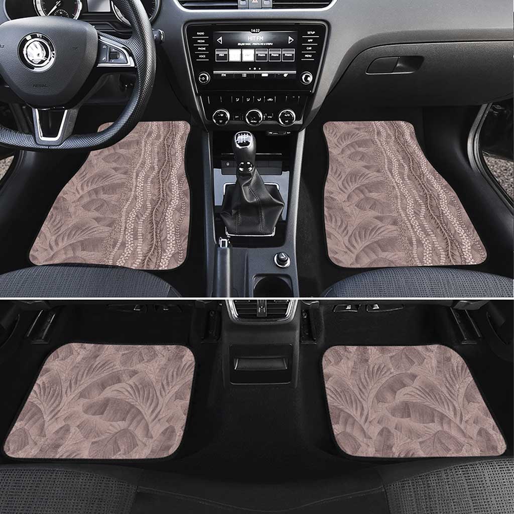 Hawaii Prince Kuhio Car Mats Mocha Hawaiian Lau Maia With Leis LT05 Set 4pcs Mocha - Polynesian Pride