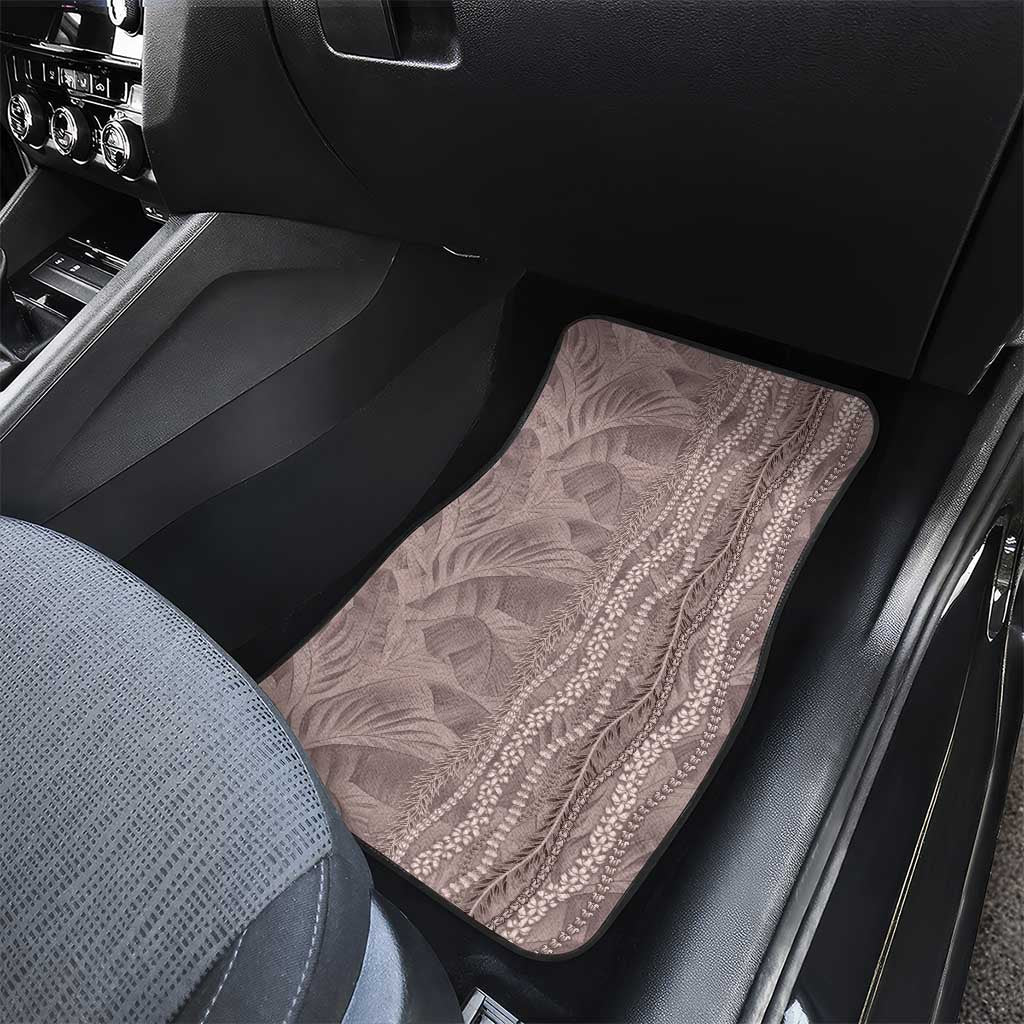 Hawaii Prince Kuhio Car Mats Mocha Hawaiian Lau Maia With Leis LT05 - Polynesian Pride