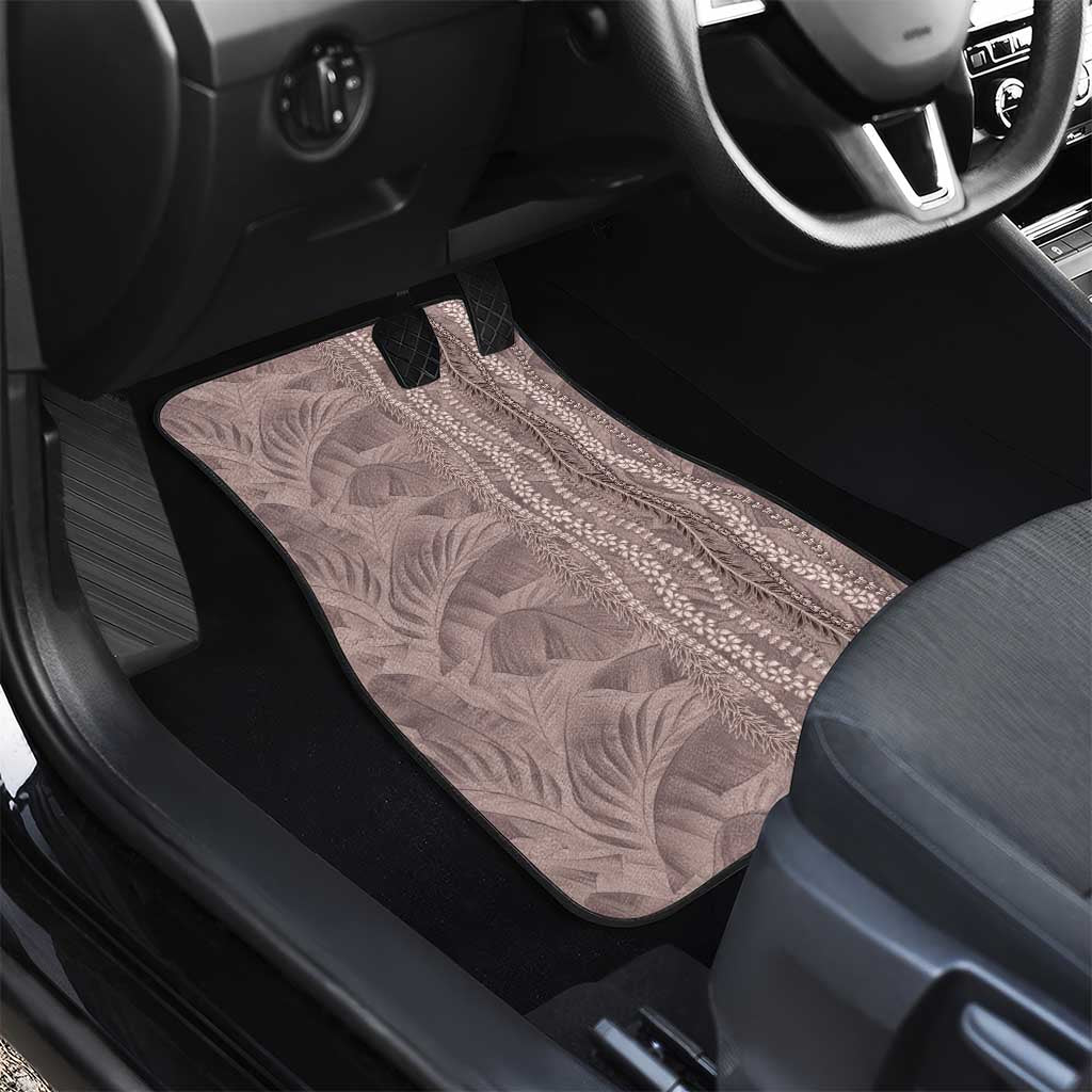Hawaii Prince Kuhio Car Mats Mocha Hawaiian Lau Maia With Leis LT05 - Polynesian Pride